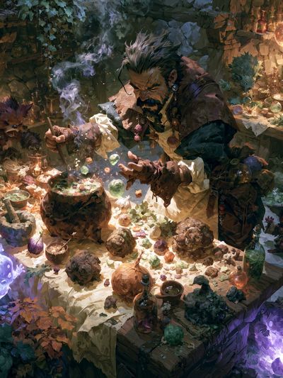 Fantasy Alchemist Workshop Poster. poster