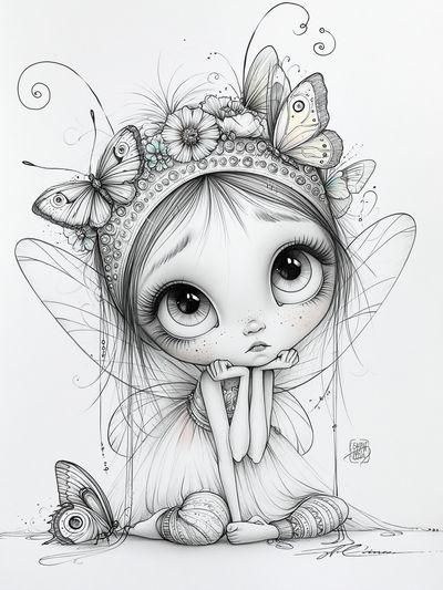 Butterfly Fairy Girl Illustration Poster. poster print