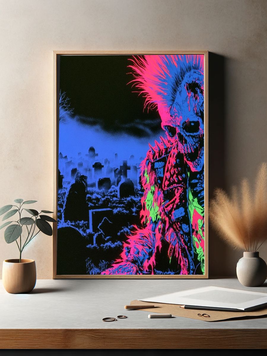 Neon Zombie Graveyard Poster. — room view 2