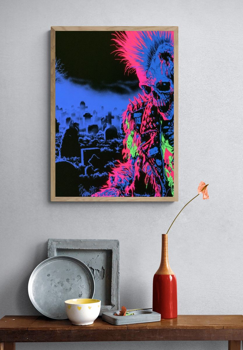 Neon Zombie Graveyard Poster. — room view 3
