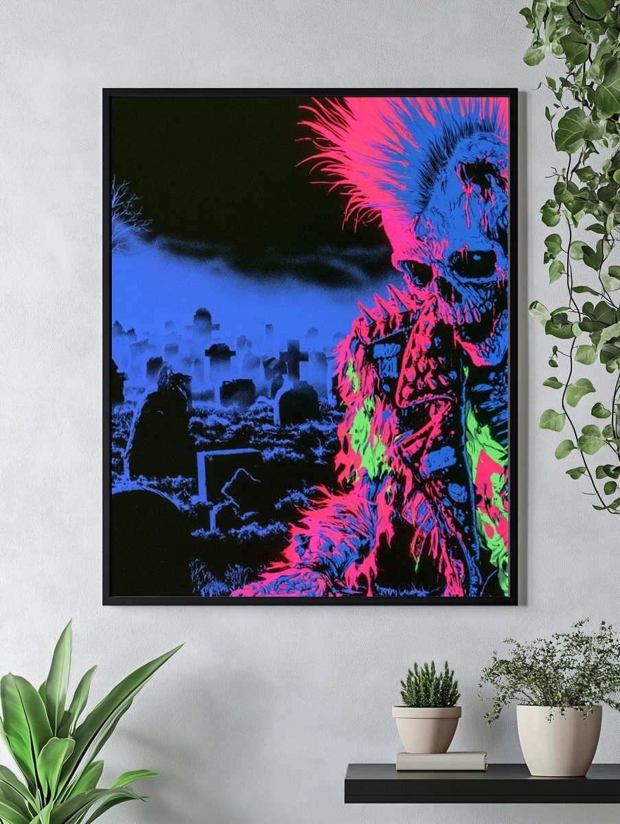 Neon Zombie Graveyard Poster. — room view 4