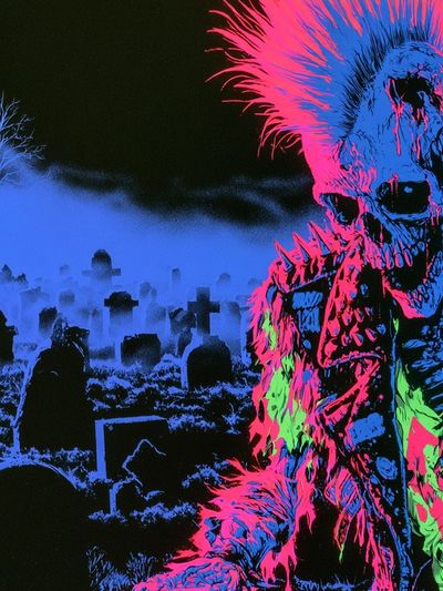 Neon Zombie Graveyard Poster. poster
