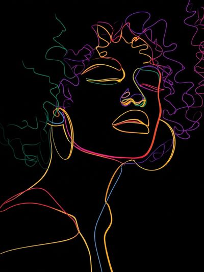 Neon Line Portrait Print. poster print