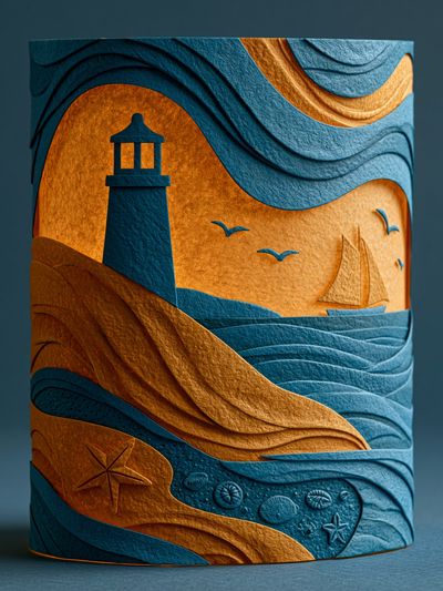 Lighthouse Seascape Illustration Poster. poster