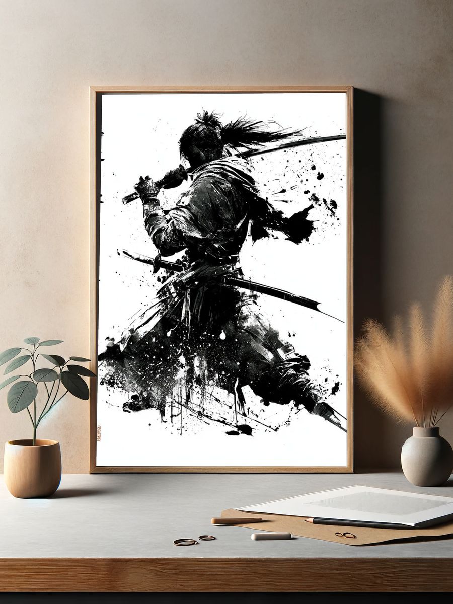 Samurai Ink Wash Poster. — room view 2