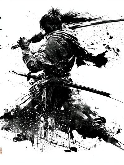 Samurai Ink Wash Poster. poster