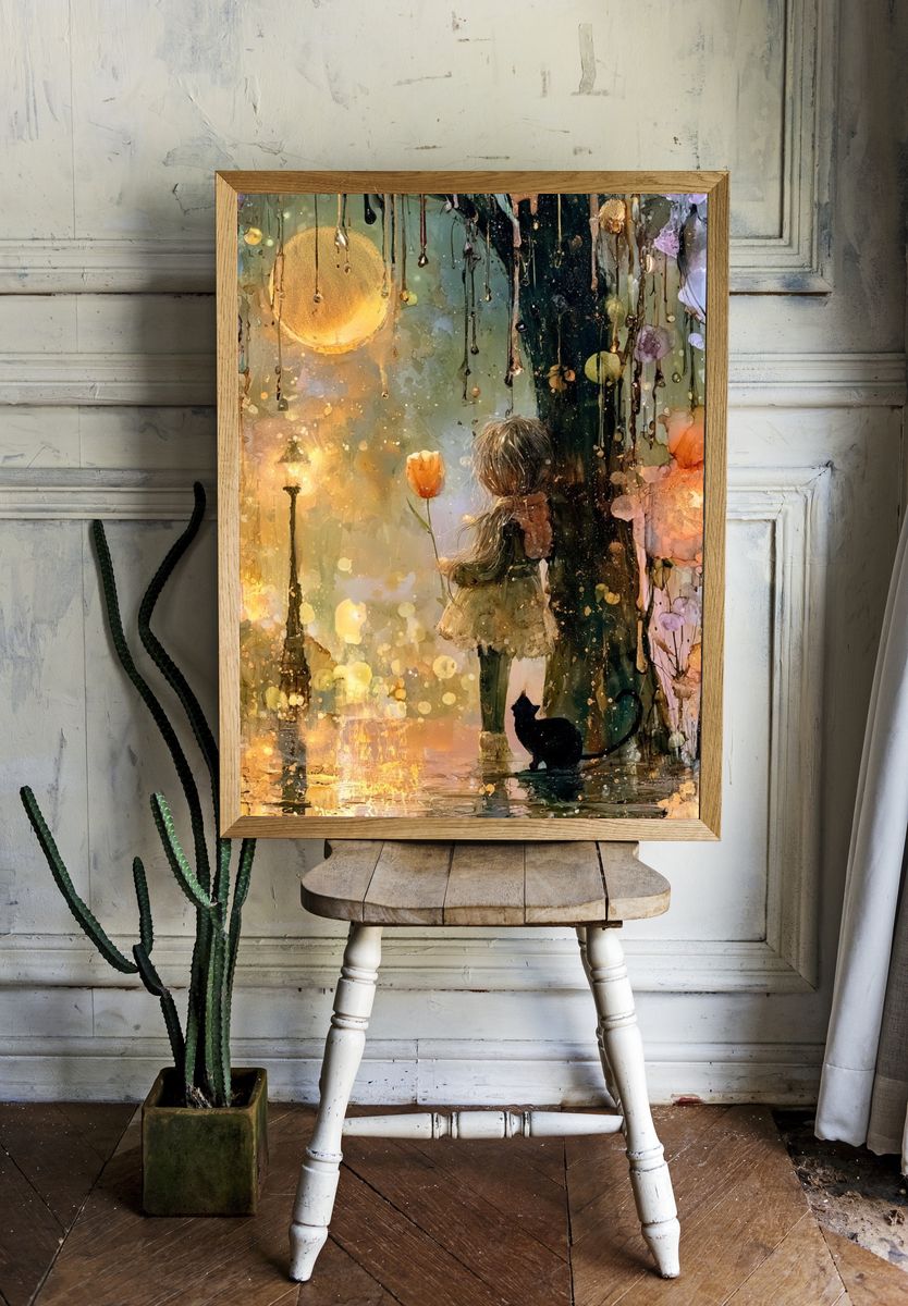 Girl with Tulip Fantasy Print. — room view 1