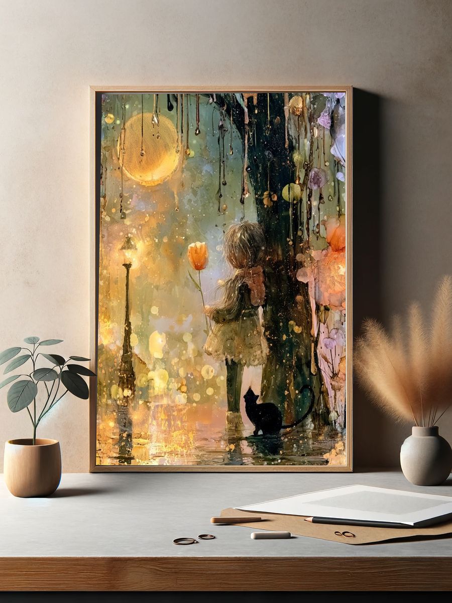 Girl with Tulip Fantasy Print. — room view 2