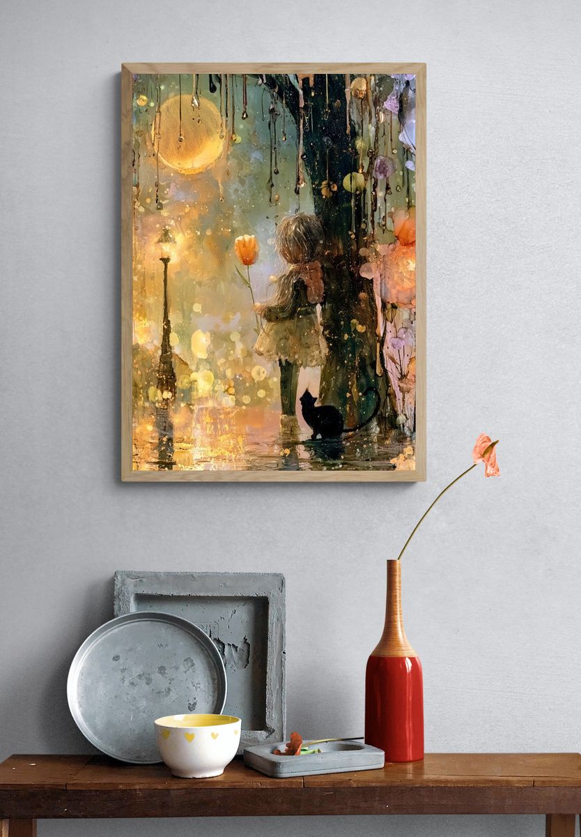 Girl with Tulip Fantasy Print. — room view 3