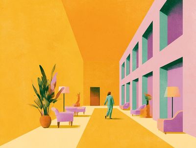 Surreal Lobby Interior Print. poster