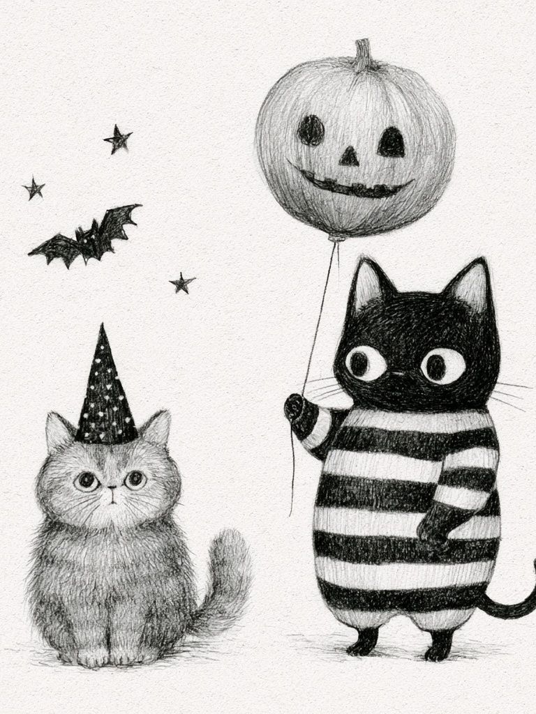 Halloween Cats Illustration Poster. poster — illustration art