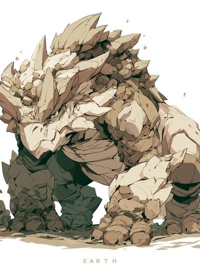 Earth Rock Golem Illustration Poster.