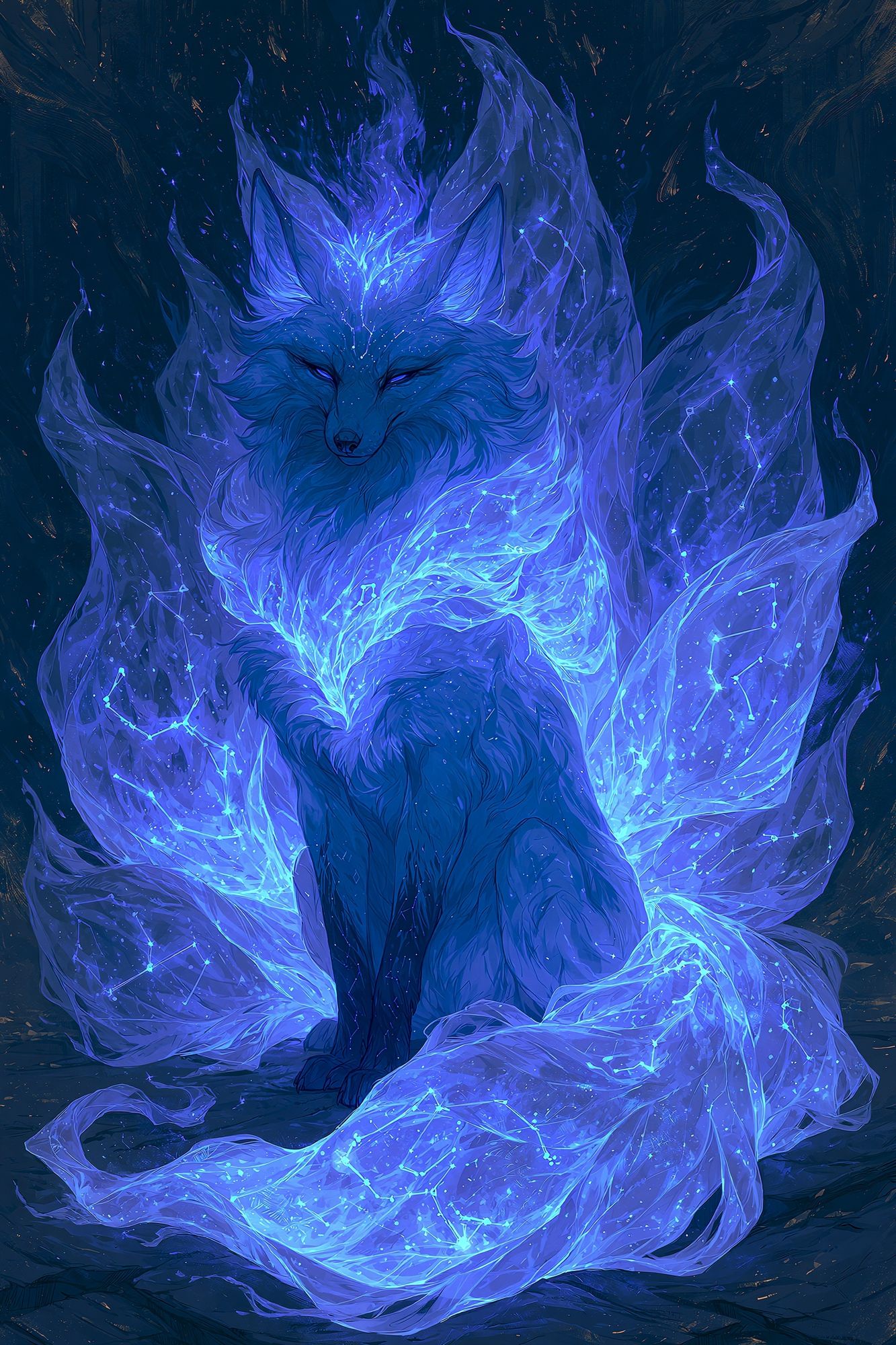 Celestial Fox Digital Art Poster. poster — illustration art