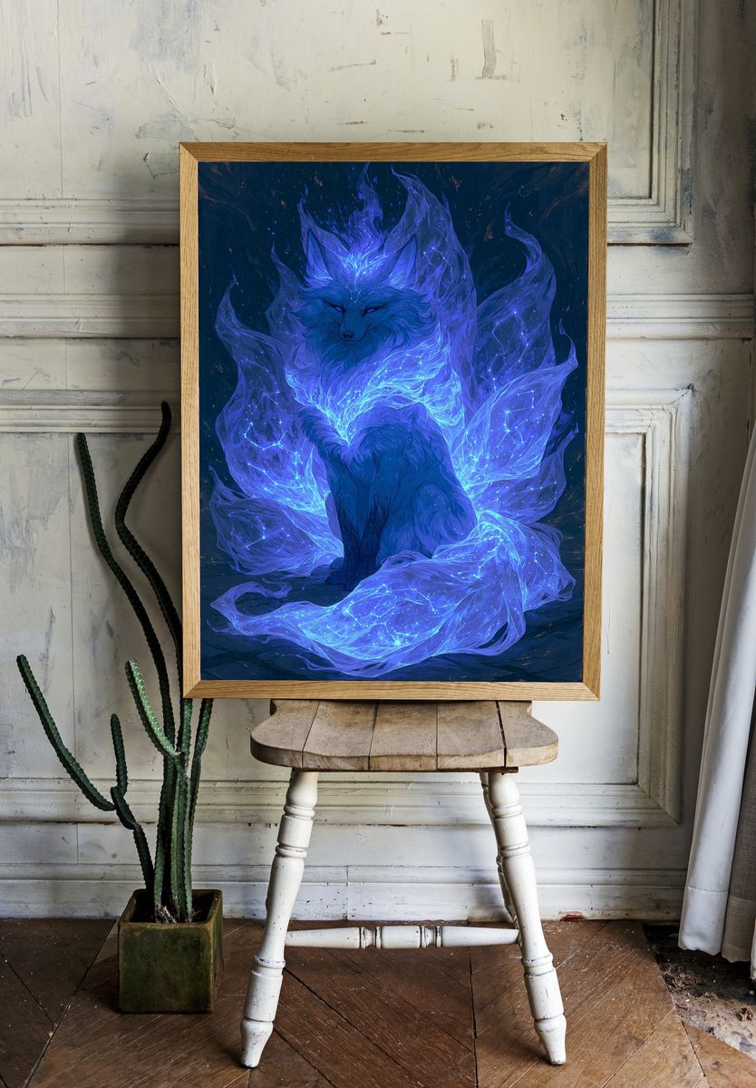 Celestial Fox Digital Art Poster. — room view 1