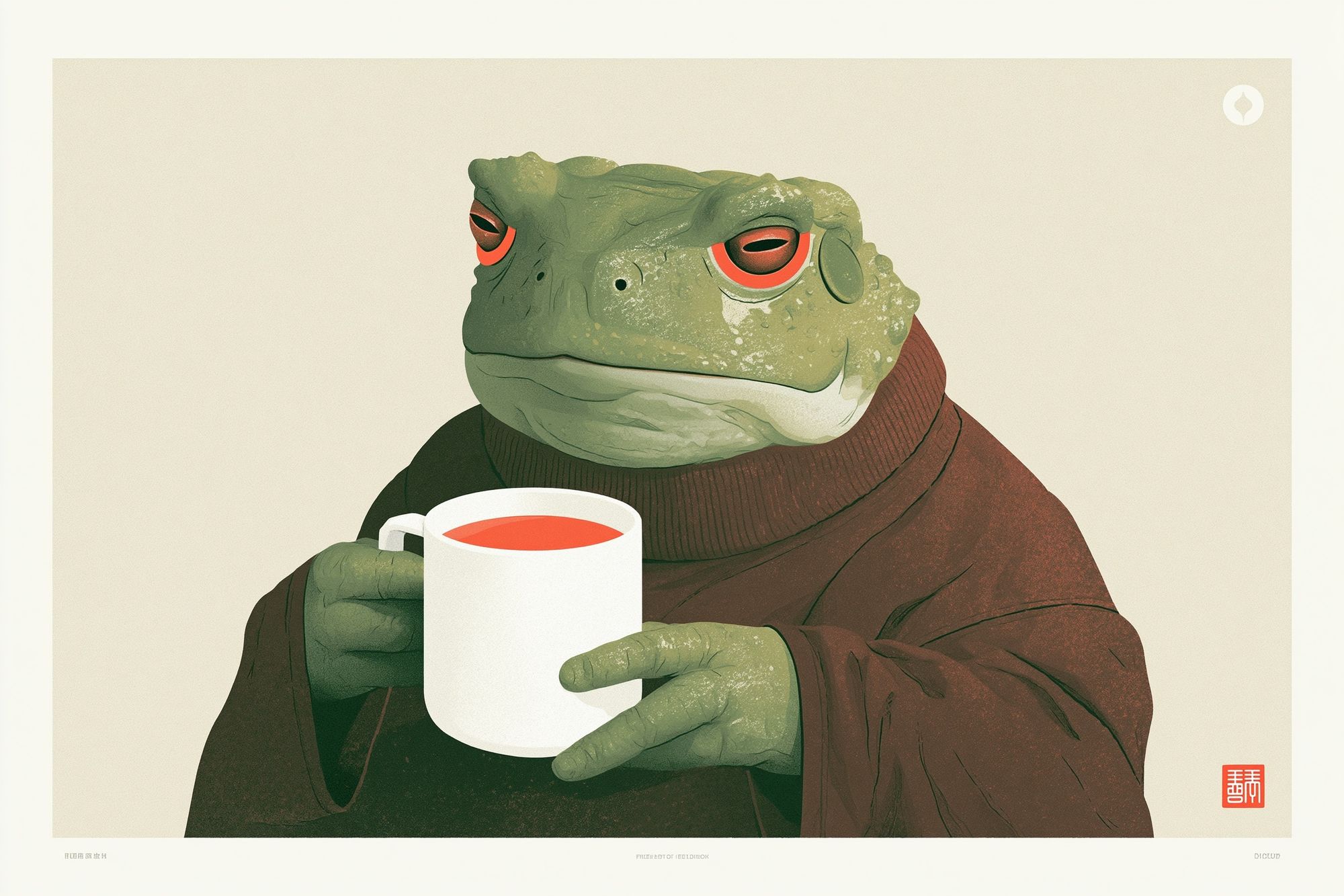 Toad Tea Portrait Print. poster detail