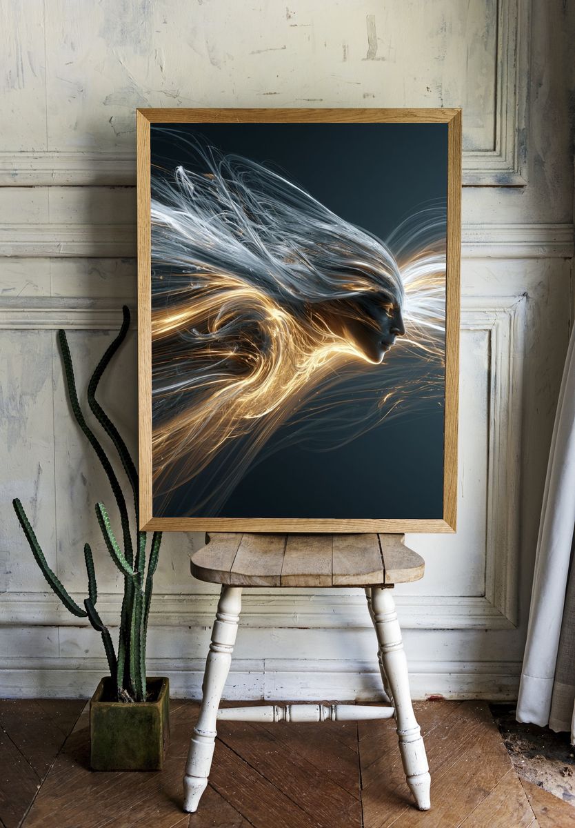 Ethereal Light Woman Illustration Poster. room preview