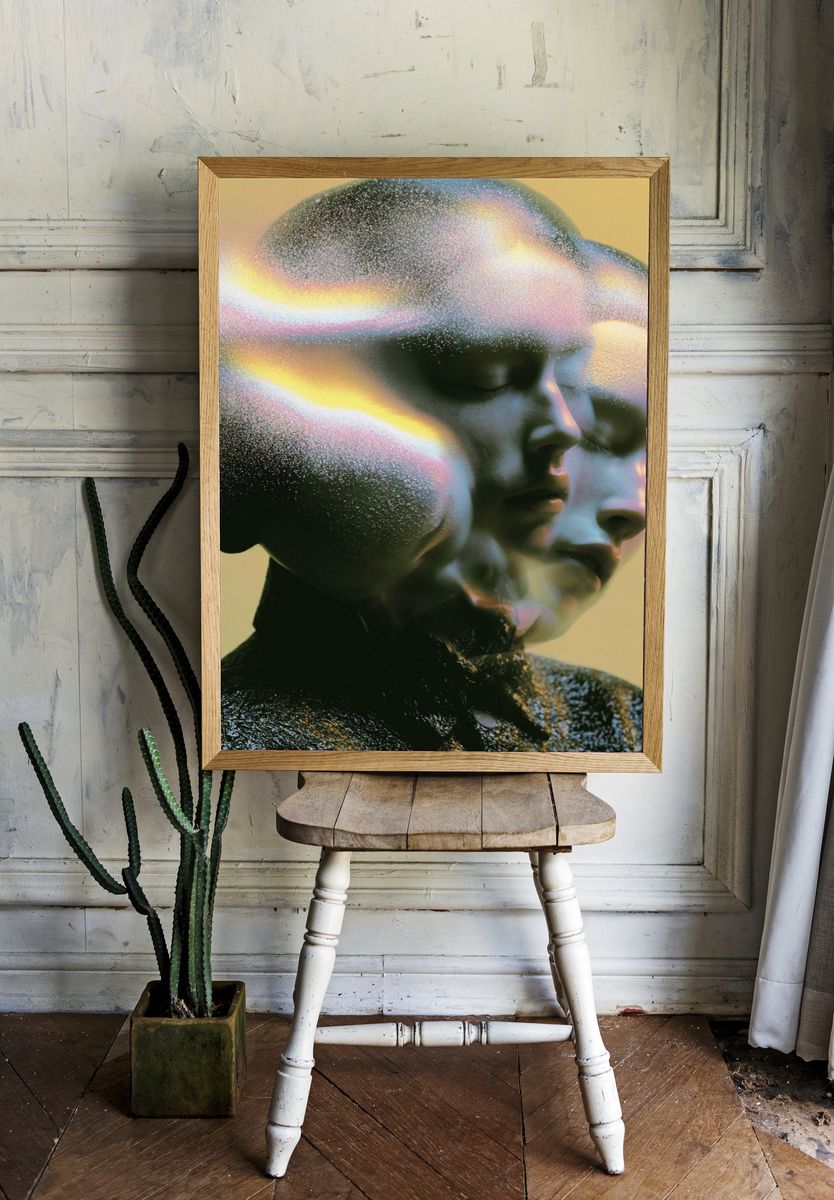 Surreal Double Face Portrait Print. room preview