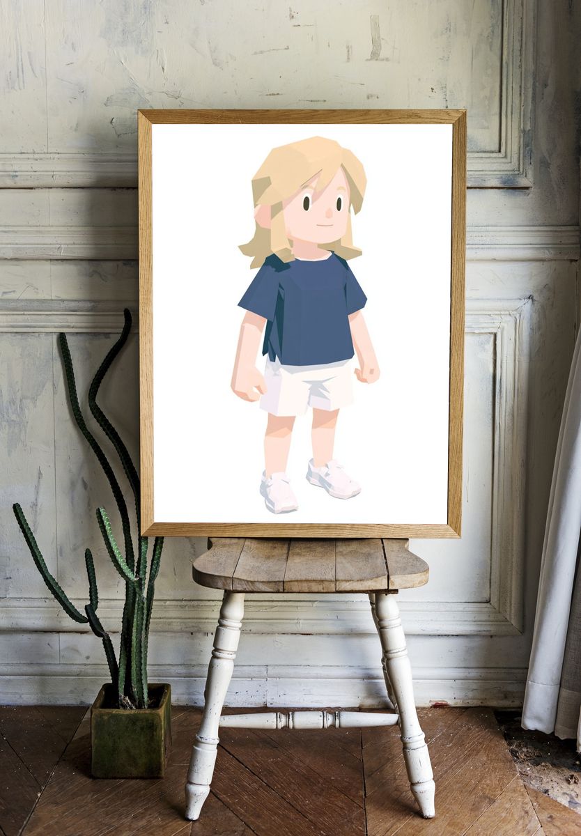Low-Poly Child Illustration Poster. room preview
