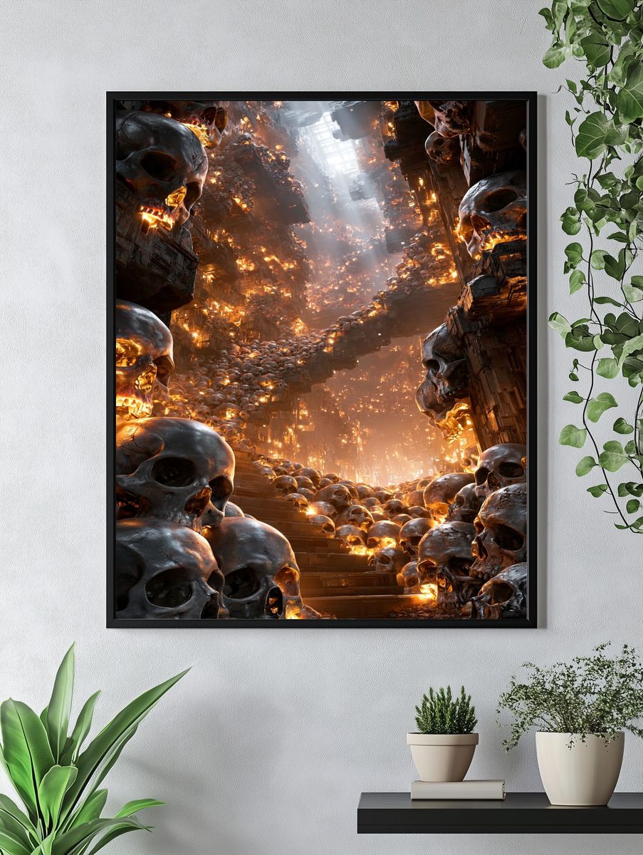 Skull Catacombs Digital Art Poster. — room view 4