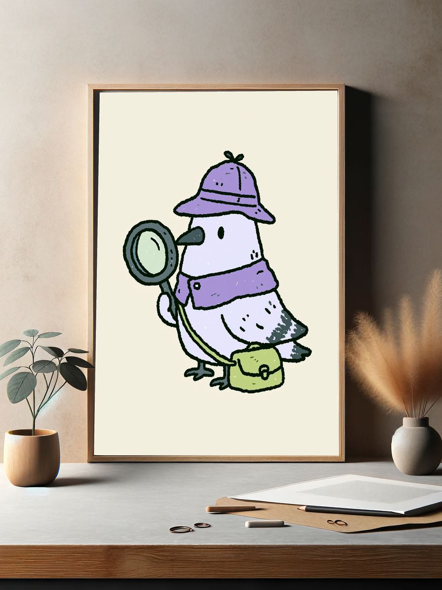 Detective Bird Illustration Poster. — room view 2