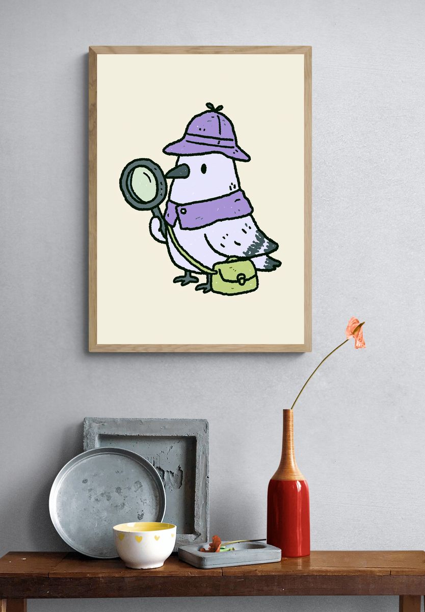 Detective Bird Illustration Poster. — room view 3