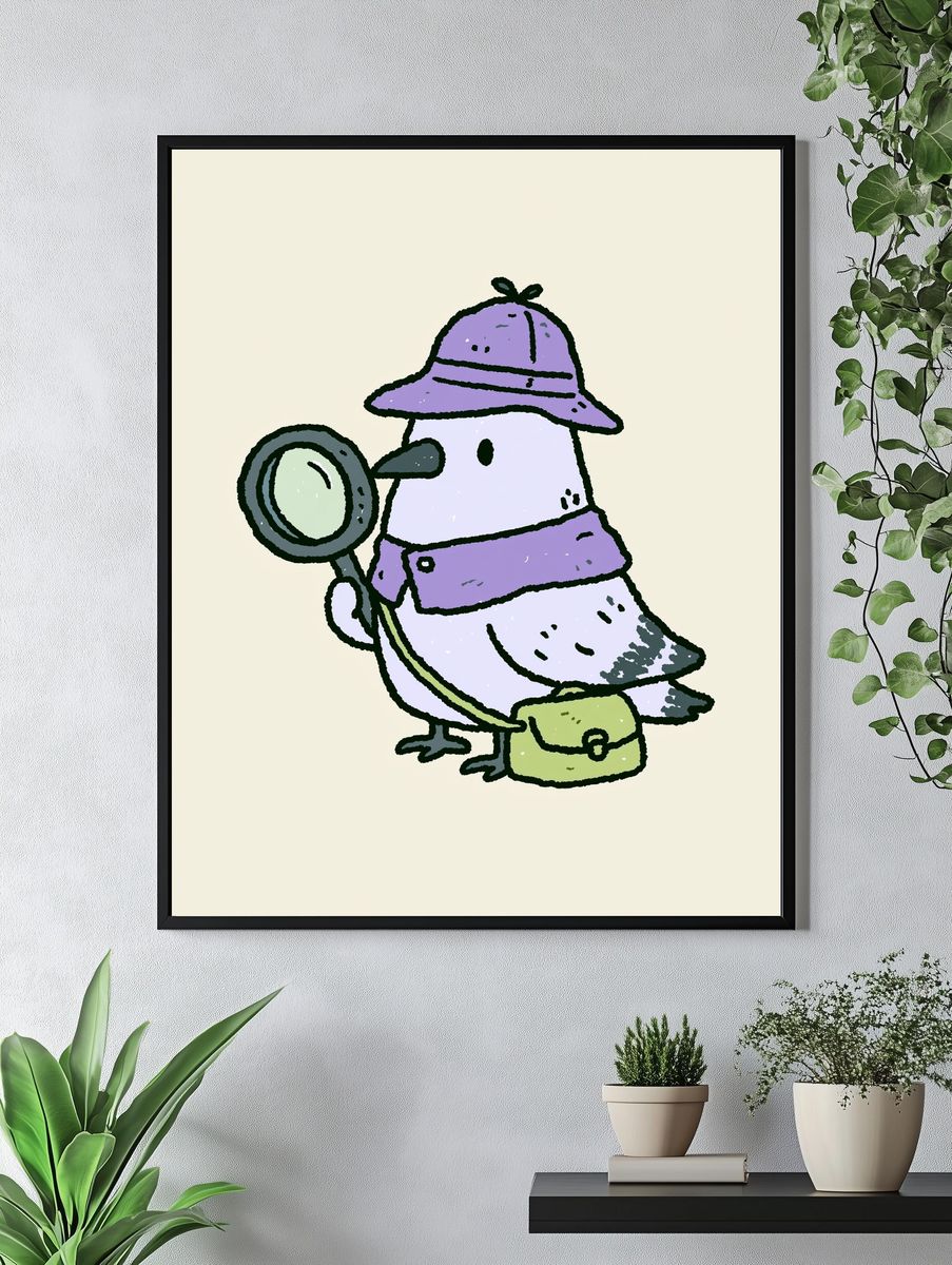 Detective Bird Illustration Poster. — room view 4