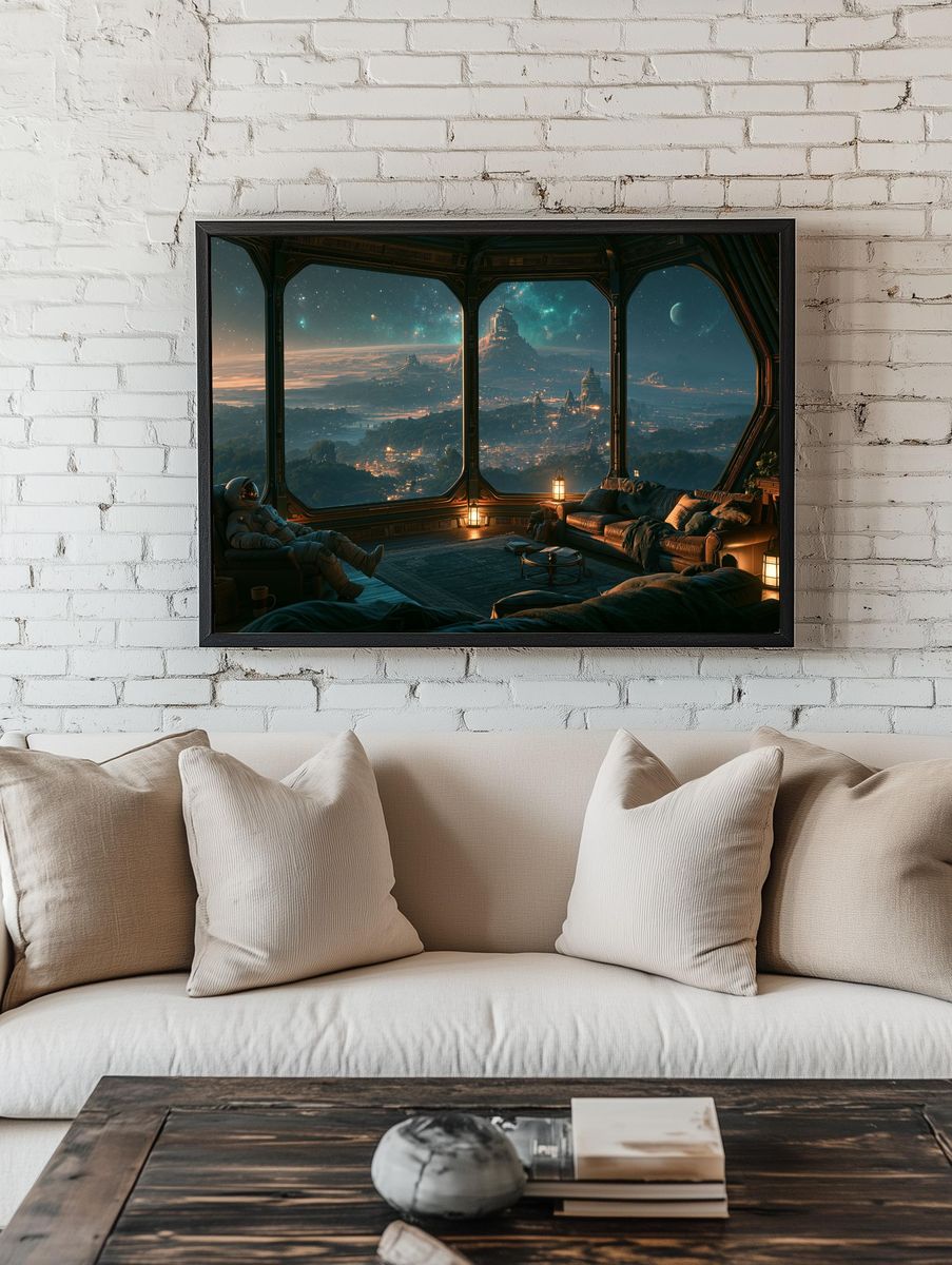 Astronaut Overlook Sci-Fi Print. — room view 1