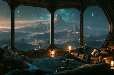Astronaut Overlook Sci-Fi Print.
