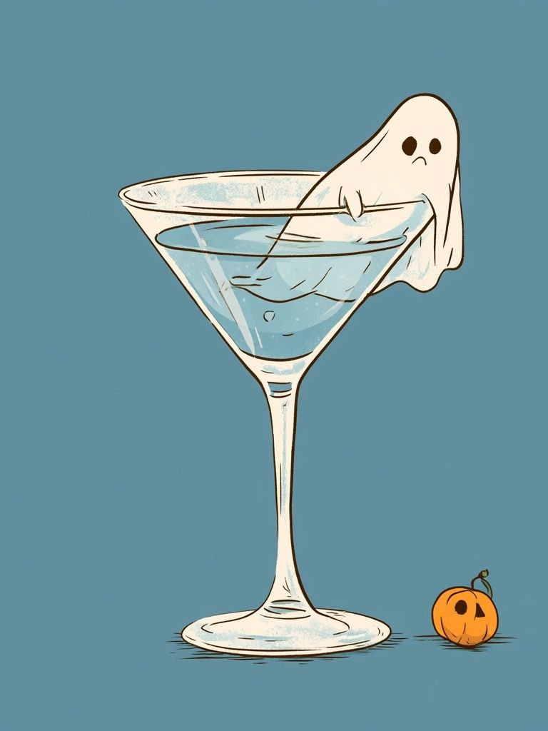 Ghost Martini Illustration Poster. poster — illustration art