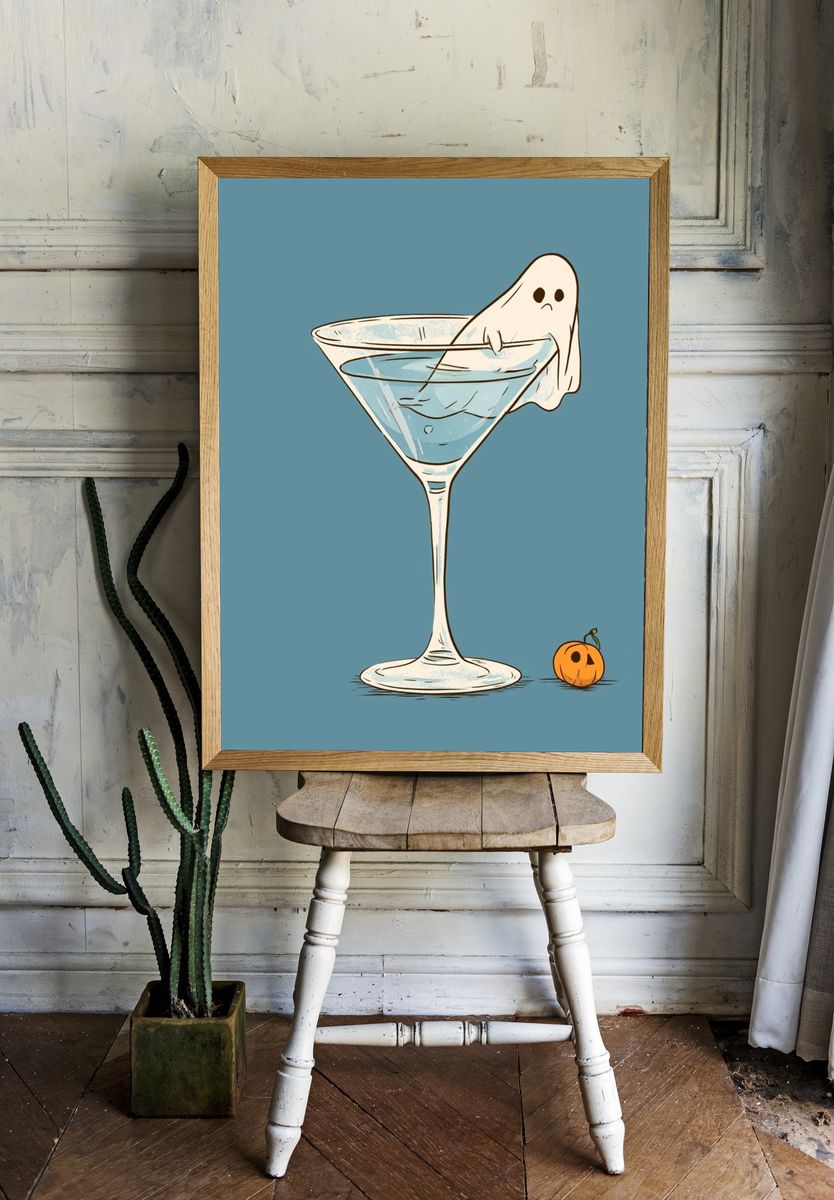 Ghost Martini Illustration Poster. — room view 1