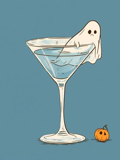 Ghost Martini Illustration Poster. poster