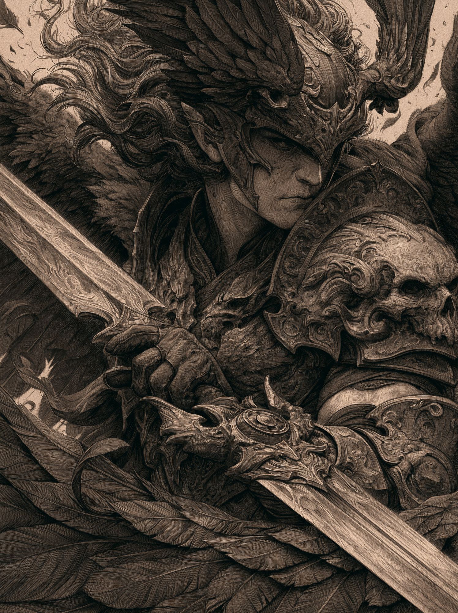 Warrior Portrait Illustration Poster. poster — illustration art