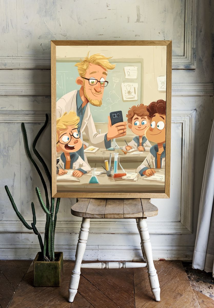Science Classroom Illustration Poster. — room view 1