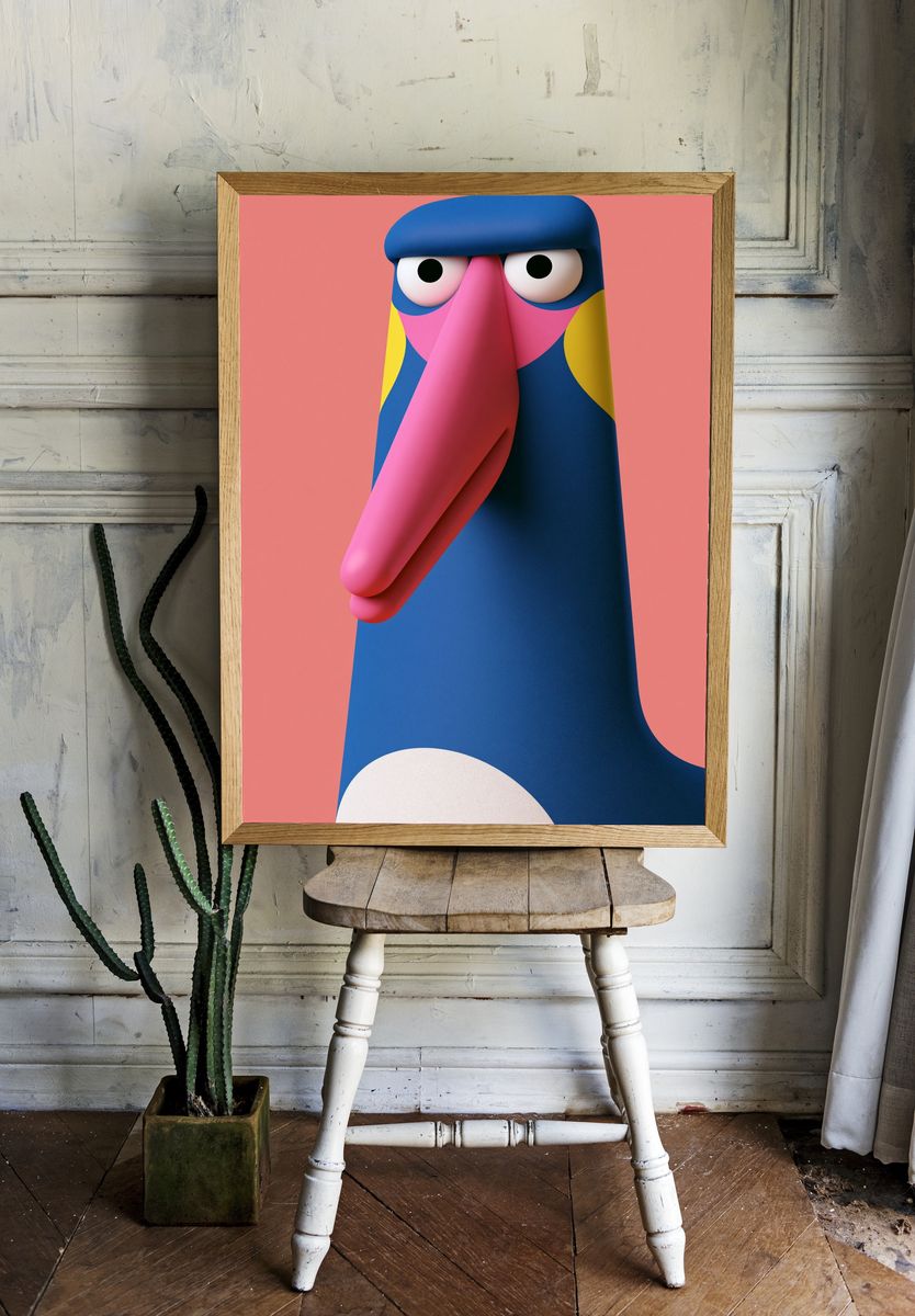 Colorful Bird Portrait Poster. — room view 1