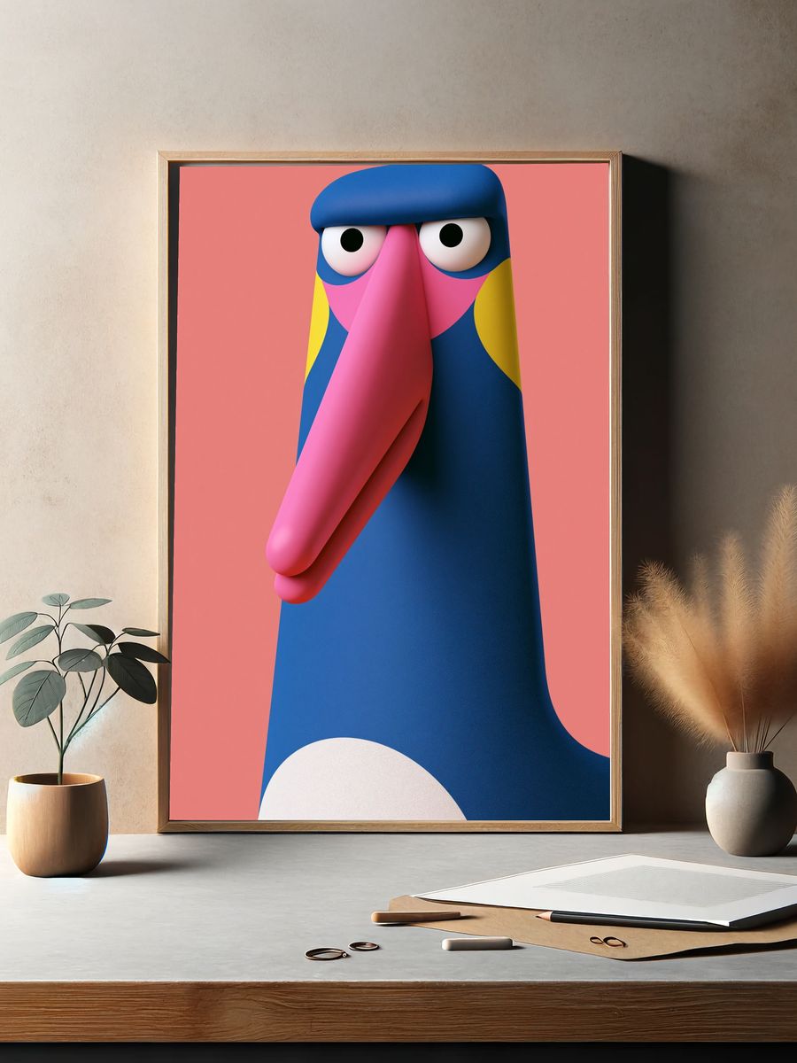 Colorful Bird Portrait Poster. — room view 2
