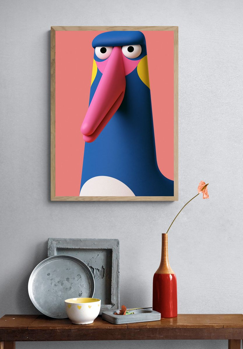 Colorful Bird Portrait Poster. — room view 3