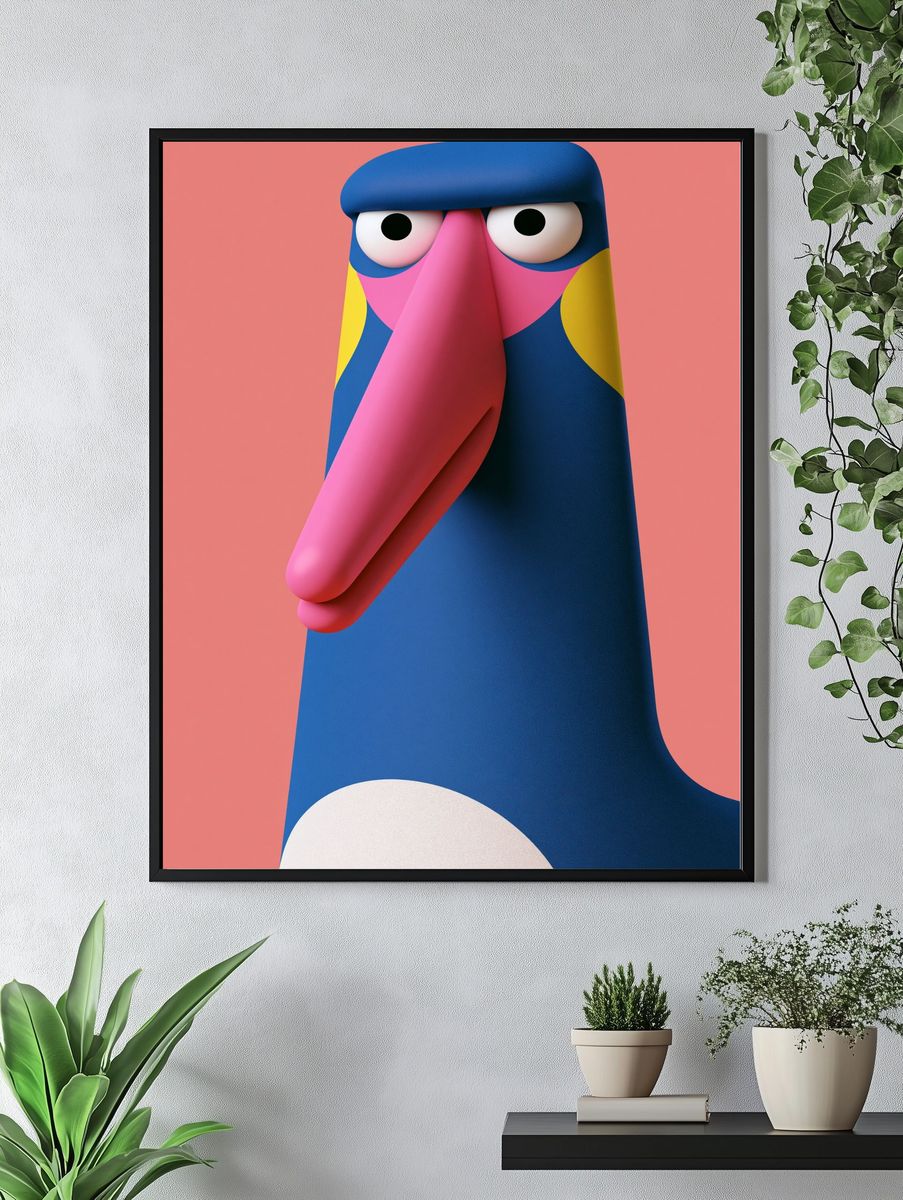Colorful Bird Portrait Poster. — room view 4
