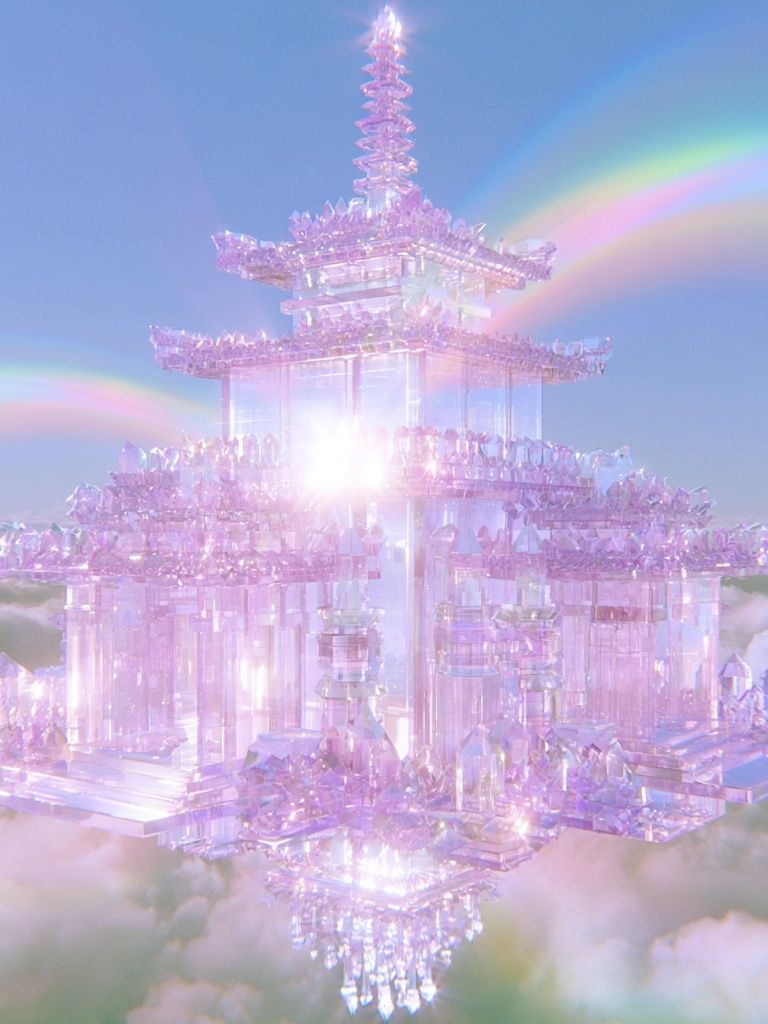 Crystal Sky Pagoda Print. poster — illustration art