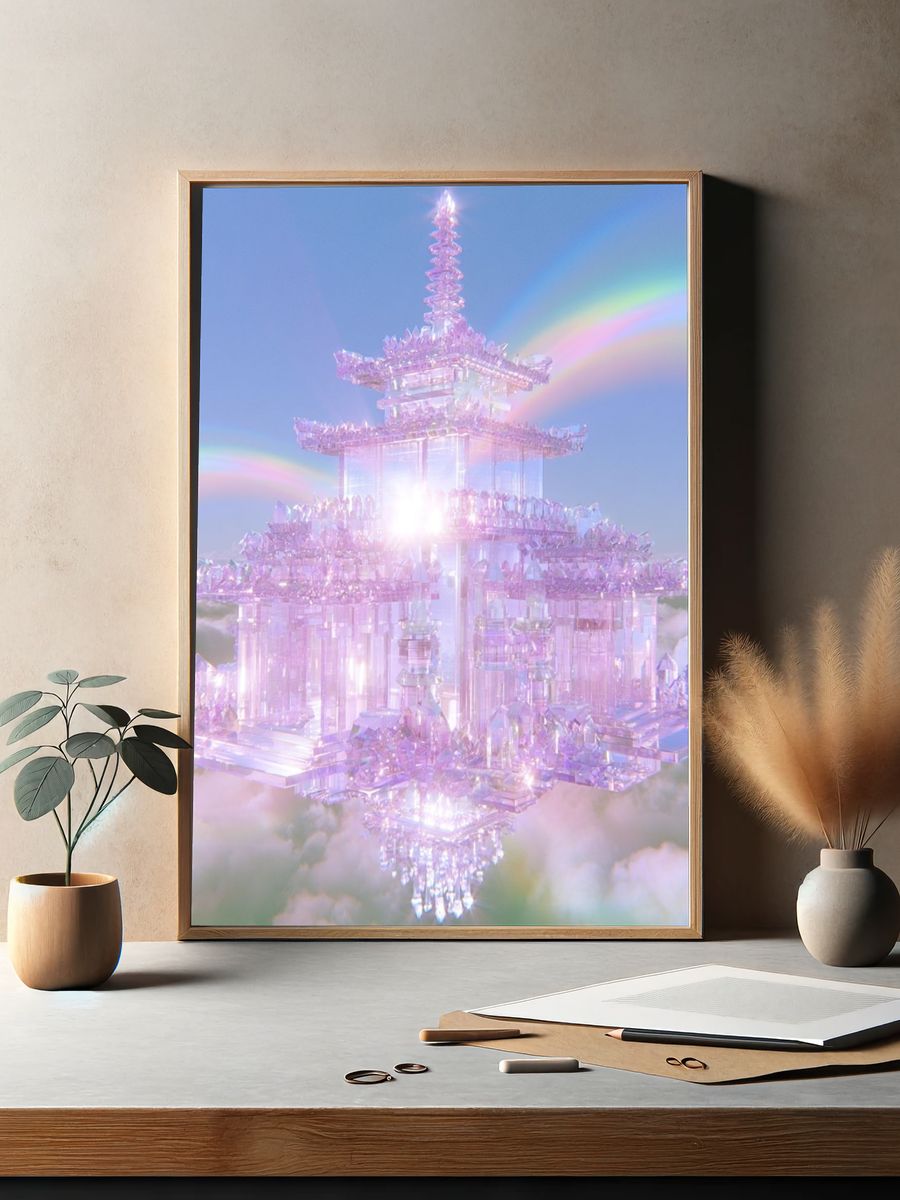 Crystal Sky Pagoda Print. — room view 2