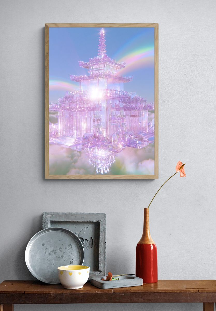 Crystal Sky Pagoda Print. — room view 3