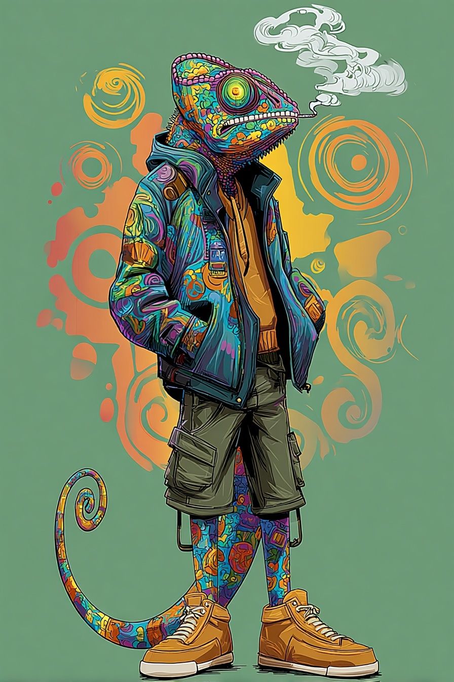 Chameleon Streetwear Illustration Poster. poster detail