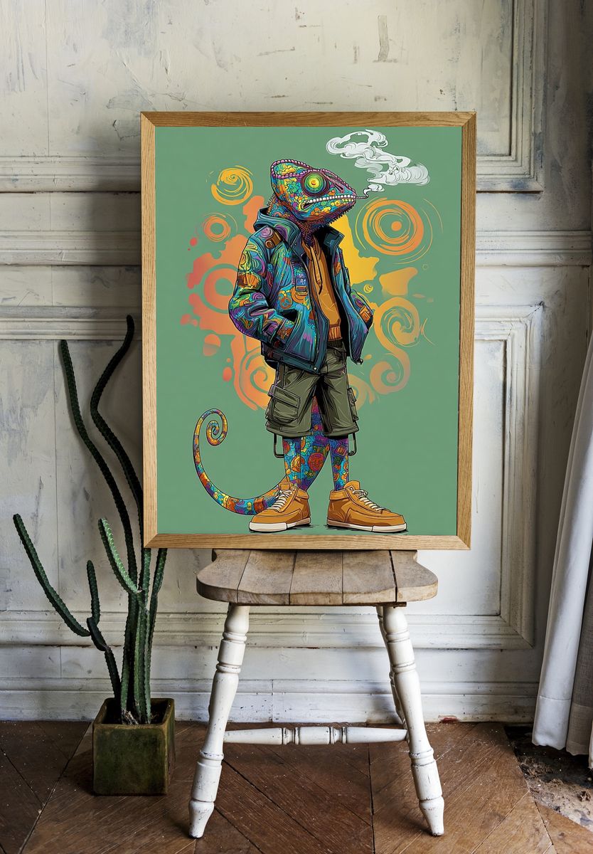 Chameleon Streetwear Illustration Poster. room preview