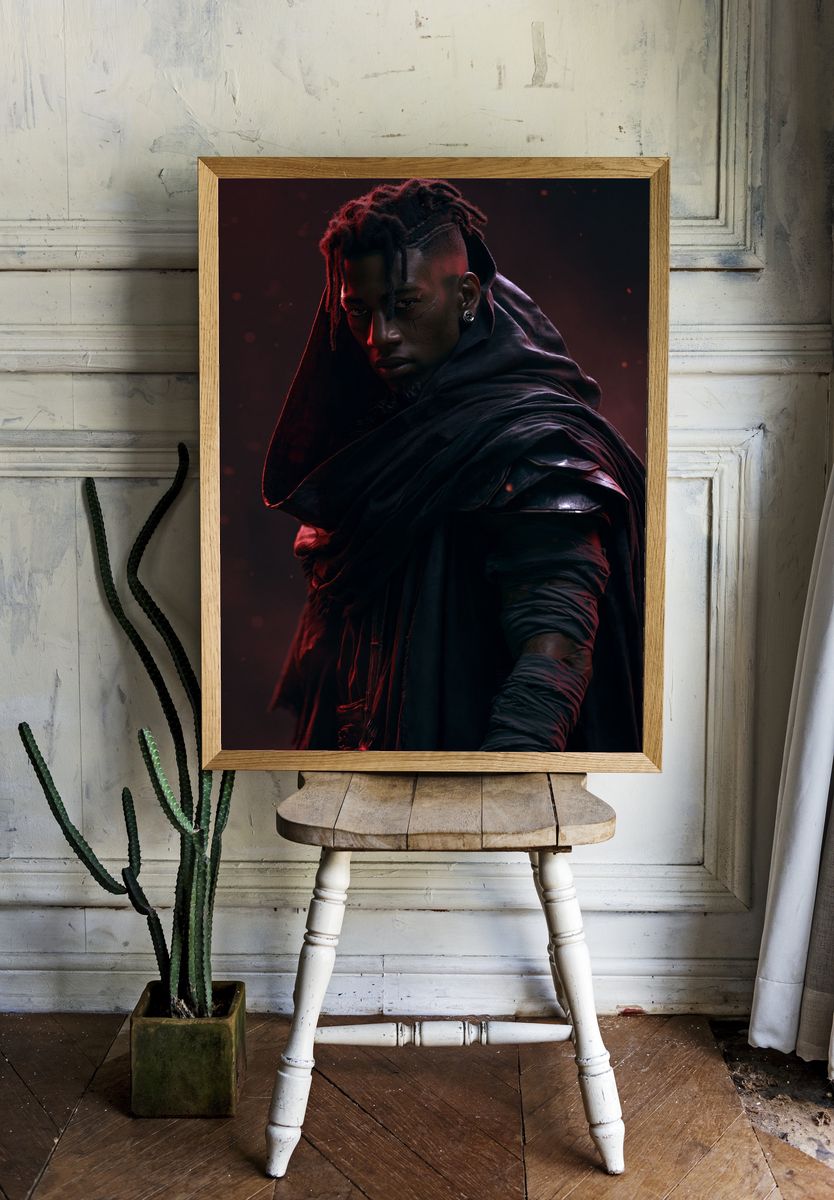 Dark Warrior Portrait Print. room preview
