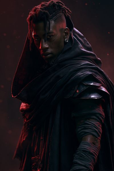 Dark Warrior Portrait Print. poster