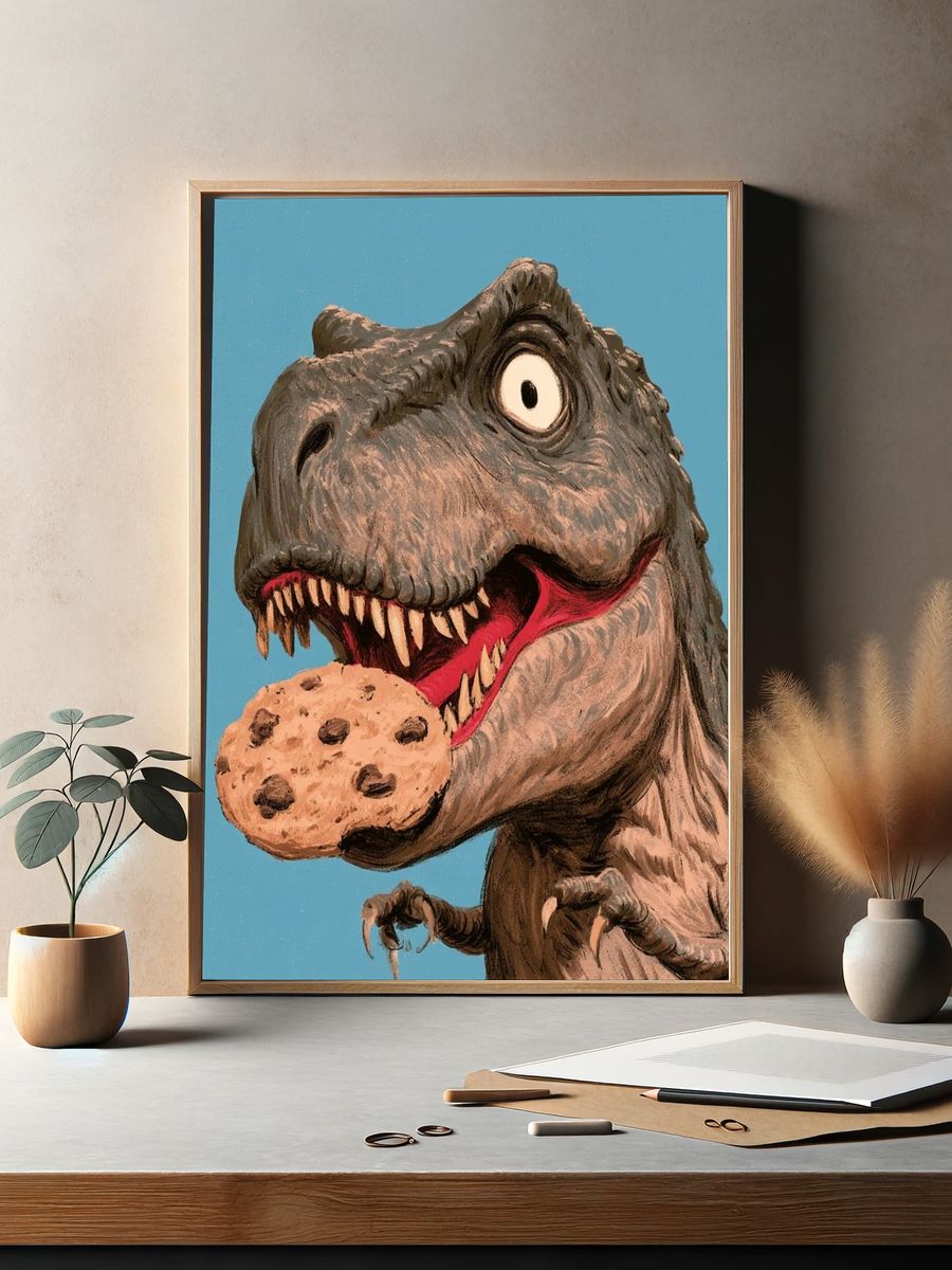 T-Rex Cookie Monster Illustration Poster. — room view 2