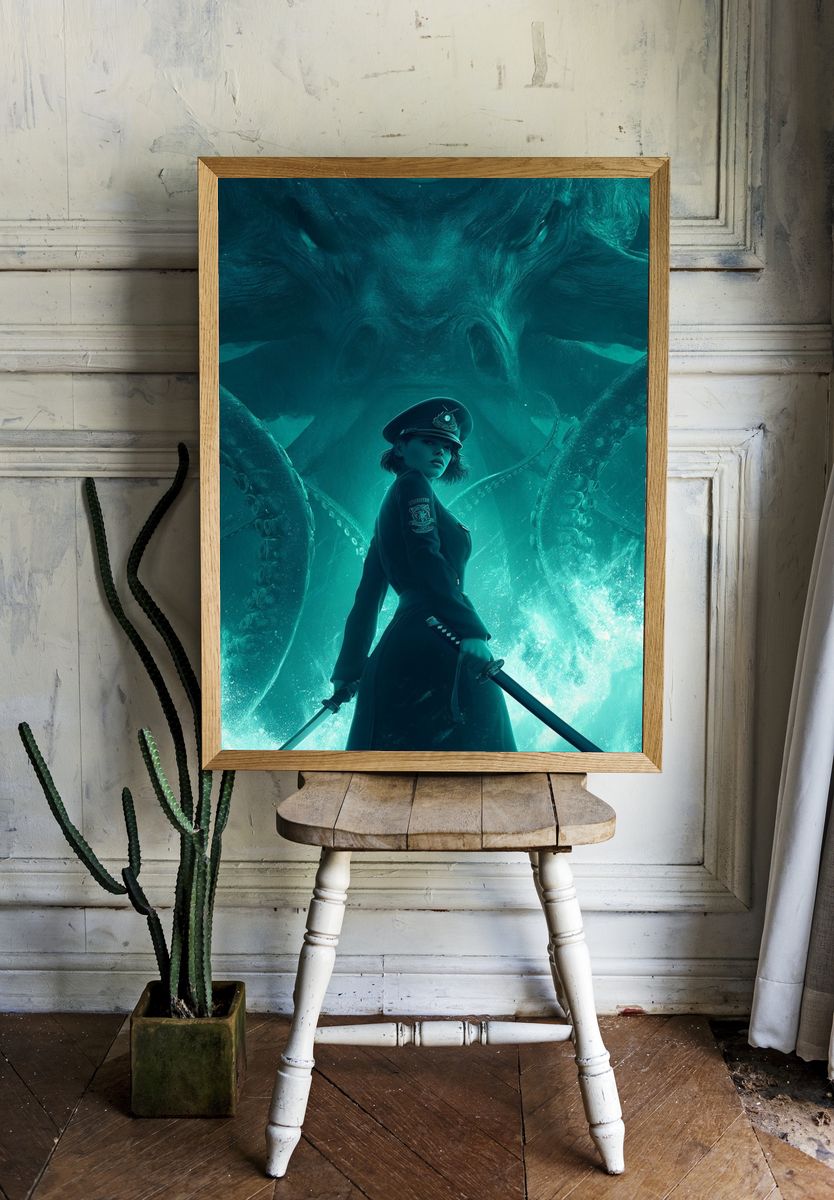 Abyssal Captain Digital Art Poster. room preview