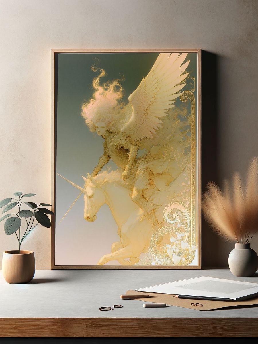 Glowing DNA Helix Digital Art Poster. — room view 2