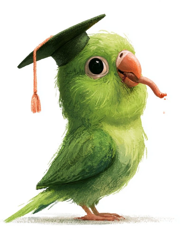 Graduation Parrot Watercolor Poster. poster detail