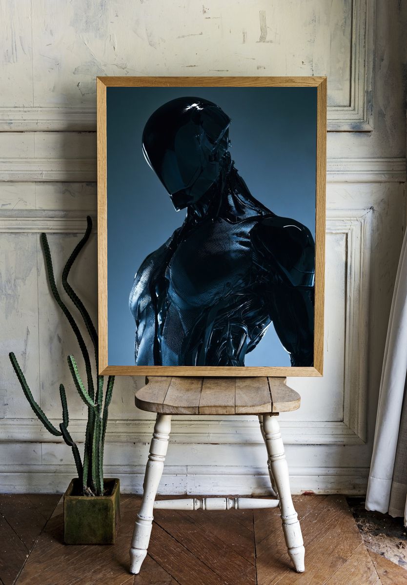 Futuristic Android Portrait Print. room preview
