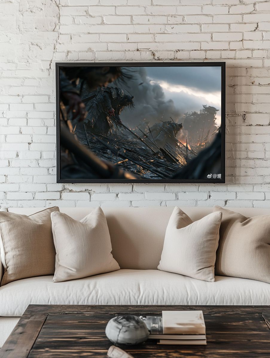 Samurai Battlefield Scene Poster. room preview